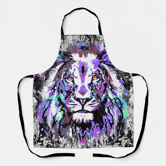ブルーライオンヘッド – リアルなライオン顔エプロン エプロン (正面)
