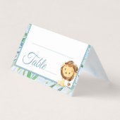 ブルーライオンボーイズベビーシャワー誕生日テーブル番号 (正面)