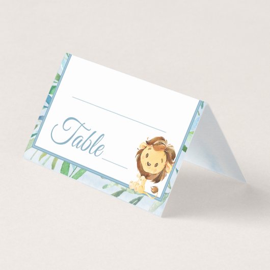 ブルーライオンボーイズベビーシャワー誕生日テーブル番号 (正面)