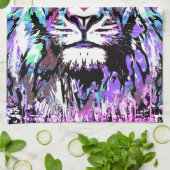 ブルーライオンポートレートスケッチ – ライオンキッチンタオル キッチンタオル (折り畳み)