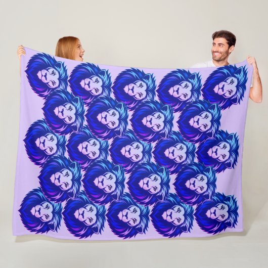 ブルーライオン絵文字マイアミナイツ フリースブランケット (インサイチュ)