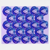 ブルーライオン絵文字マイアミナイツ フリースブランケット (正面(横))