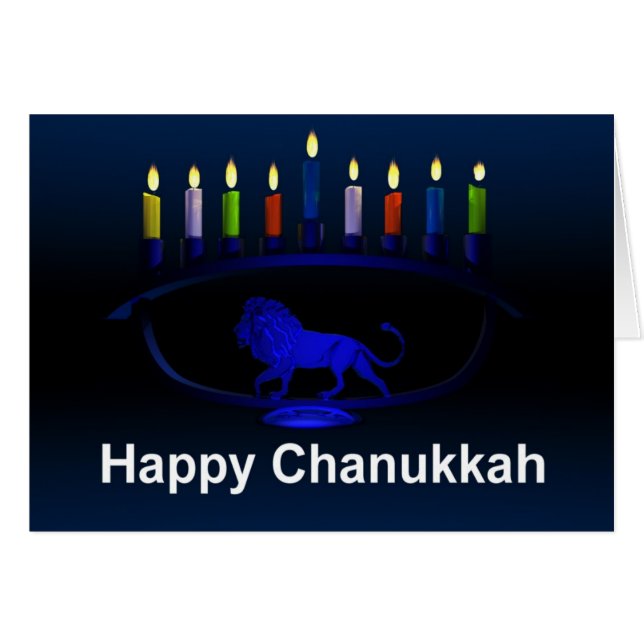 ブルーライオン（ユダヤ教）メノラー (正面横)