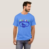 ブルーライオン（ユダヤ教）メノラー Tシャツ (正面フル)
