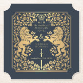 ブルーライオ王室のン中世ソード結婚のチケット ペーパーコースター (正面)