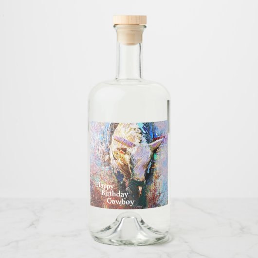 ブルーライディングロデオ西部テーマパーティー リキュールボトルラベル (正面)