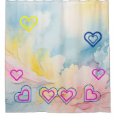 ブルーライトとハート シャワーカーテン (正面)