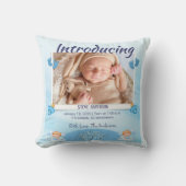 ブルーライトの誕生発表のパーソナライズ クッション (正面)