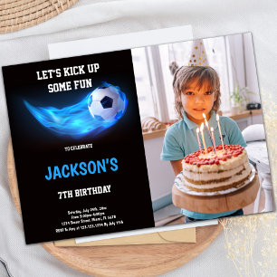 ブルーライトサッカー誕生日招待状(写真あり) 招待状