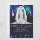 ブルーライトダイヤモンドズ結婚ドレスブライダルシャワー 招待状 (正面)