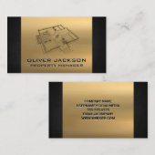 ブルーライトトップビュー金ゴールドブラックテクスチャ 名刺 (正面/裏面)