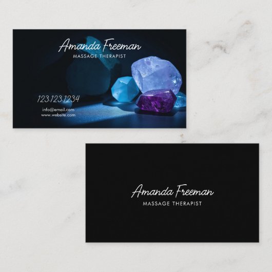ブルーライトマッサージセラピーの癒し結晶 名刺 (正面/裏面)