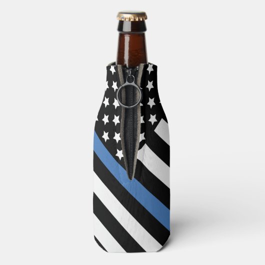 ブルーライパーソナライズされたン警察の退職パーティー ボトルクーラー (ボトル裏面)