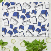 ブルーライブラリーブックパターン図書館員 キッチンタオル (折り畳み)