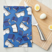 ブルーライブラリーブックパターン図書館員 キッチンタオル (四つ折り)
