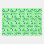 ブルーライムグリーンとホワイトボーイハッピーバースデー ラッピングペーパーシート (正面)