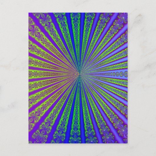 ブルーライムグリーンパープル抽象芸術フラクタルトンネル ポストカード (正面)