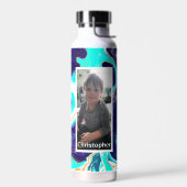 ブルーライムパーソナライズされたグリーンディギタマーブルイライク ウォーターボトル (左面)