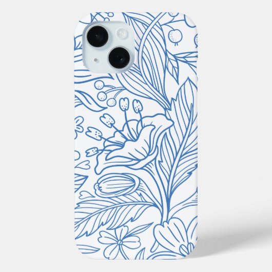 ブルーラインアートフラワーメディタレニアボタニカル Case-Mate iPhoneケース (裏面)