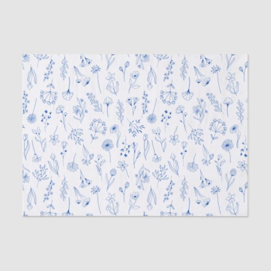ブルーラインアート混合ガーデンスケッチ花 薄葉紙 (正面)