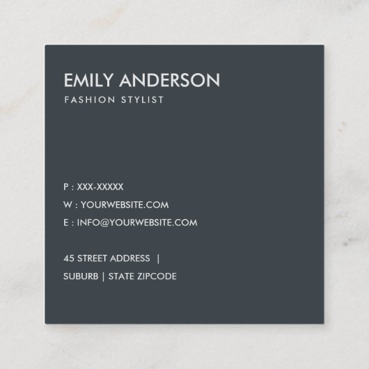 ブルーラインスケッチ砂漠の多肉葉 スクエア名刺 (裏面)