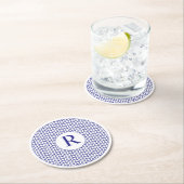 ブルーラインニットラウンド紙コースター+イニシャル ラウンドペーパーコースター (インサイチュ)