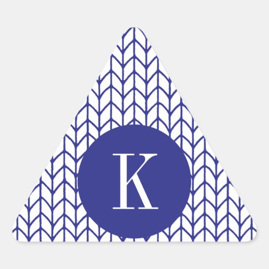 ブルーラインニット三角形ステッカー+イニシャルII 三角形シール (正面)