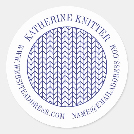 ブルーラインニット小丸型営業ラベルシール ラウンドシール (正面)