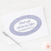 ブルーラインニット楕円「手作り」スタンプ 楕円形シール (封筒)