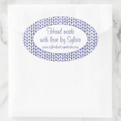 ブルーラインニット楕円「手作り」スタンプ 楕円形シール (バッグ)