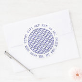 ブルーラインニット編み物言葉大きな丸いシール ラウンドシール (封筒)