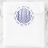 ブルーラインニット編み物言葉大きな丸いシール ラウンドシール (バッグ)