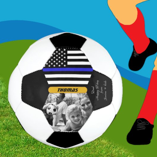 ブルーラインパーソナライズされた、警察、フォトサッカーボール サッカーボール