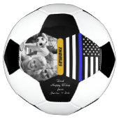 ブルーラインパーソナライズされた、警察、フォトサッカーボール サッカーボール (回転)