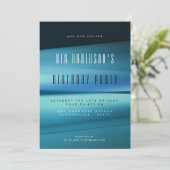 ブルーラインモダンプロフェッショナルメンズバースデーパーティー 招待状 (スタンド正面)