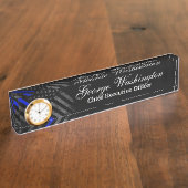 ブルーラインヴィンテージ米国国旗 デスクネームプレート (側面)