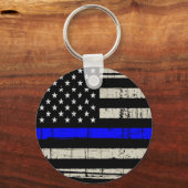 ブルーライン国旗の氷サポートアメリカ合衆国 キーホルダー (正面)