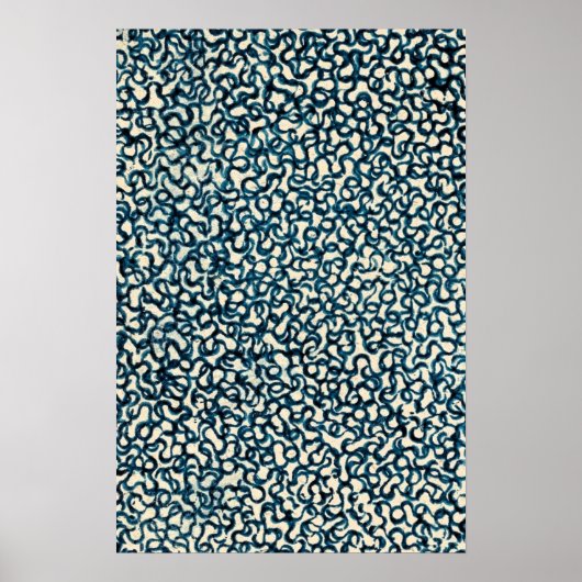 ブルーライン抽象芸術アート ポスター (正面)