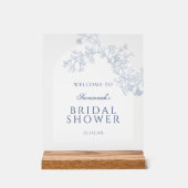 ブルーライン描フローラブライダルシャワーへようこそ アクリルサイン (正面)