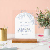 ブルーライン描フローラブライダルシャワーへようこそ アクリルサイン (ウェディング)