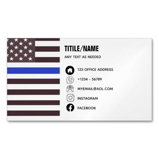 ブルーライン法執行警察旗 マグネット名刺 (正面)