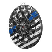 ブルーライン素朴ウッドデザインカスタムファミリ名 ダーツボード (正面右)