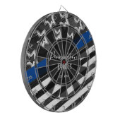 ブルーライン素朴ウッドデザインカスタムファミリ名 ダーツボード (正面左)