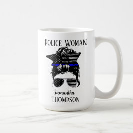ブルーライン警察の薄い女パーソナライズされた性 コーヒーマグカップ