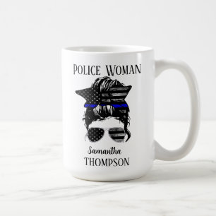 ブルーライン警察の薄い女パーソナライズされた性 コーヒーマグカップ