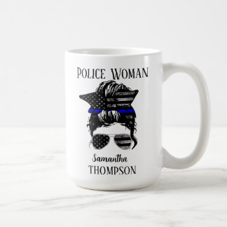 ブルーライン警察の薄い女パーソナライズされた性 コーヒーマグカップ