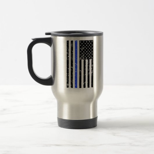 ブルーライン-警官-をコーヒー・マグ薄くして下さい トラベルマグ (左)