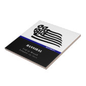 ブルーラインK-9パーソナライズされたメモリアル タイル (側面)