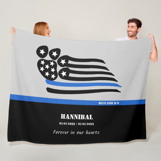 ブルーラインK-9警察犬記念パーソナライズされた碑 フリースブランケット (インサイチュ)