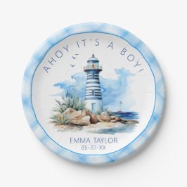 ブルーライ航海のトハウスベビーシャワー紙プレート ペーパープレート